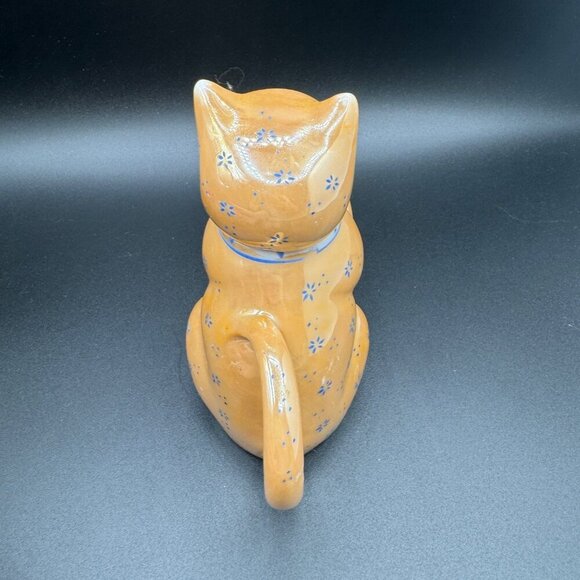 Vintage 1950s Lusterware lucky Orange Cat Teapot - Picture 5 of 11